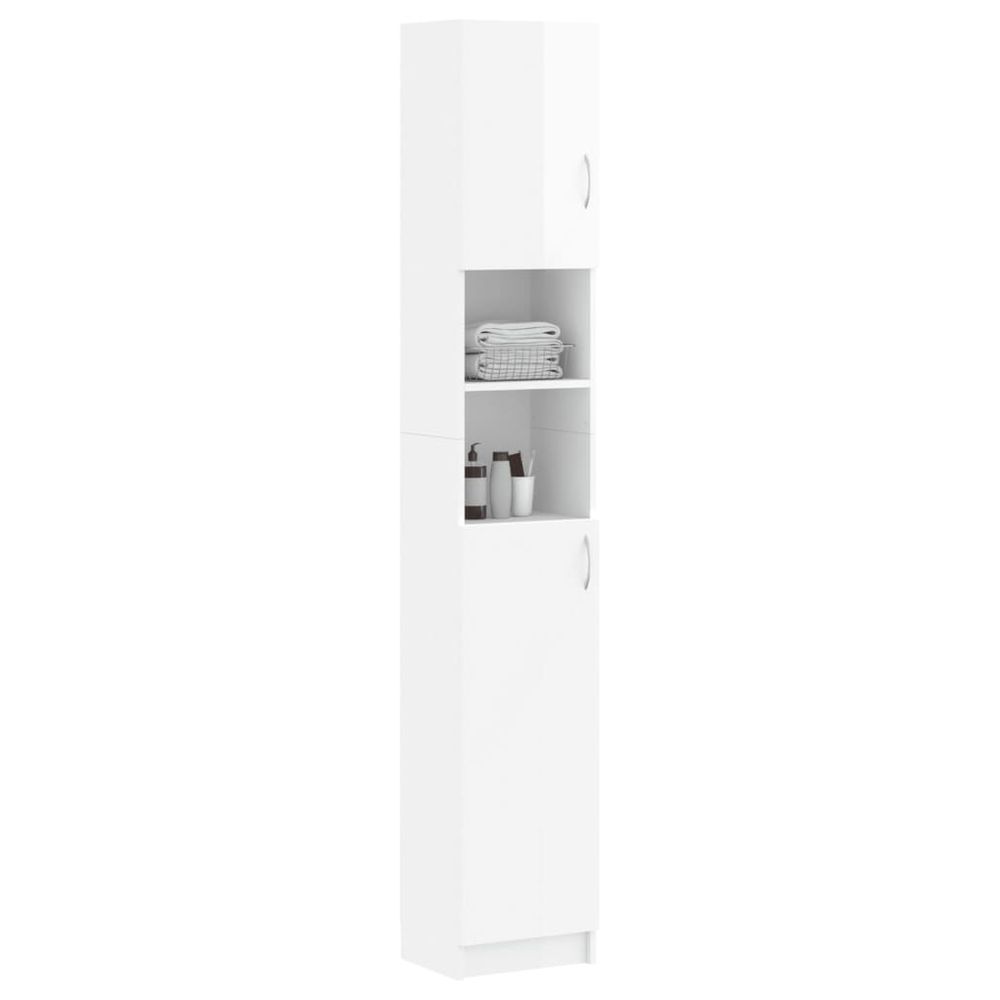 Vidaxl Kúpeľňová skrinka, lesklá biela 32x25,5x190cm, kompozitné drevo